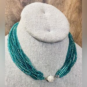 Vintage teal crystal necklace